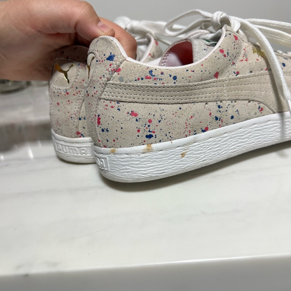 Puma Men's Natural Paint Splatter Sneakers Suede Classic Allo Gray Size 8.5 - Picture 9 of 13